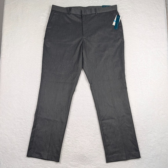 Perry Ellis Other - Perry Ellis Dress Pants Men 36x32 Charcoal Grey Heathered Flat Front Trousers